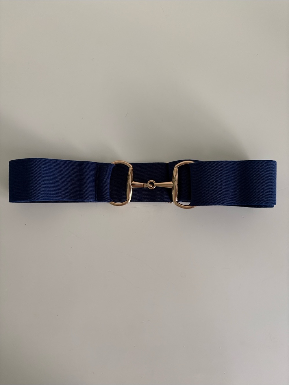 NEW Equestrian Elastic Navy Belt with Gold Toned Bit Buckle